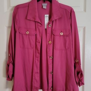 Chicos Size 1 Rose Mist Pink Utility Jacket